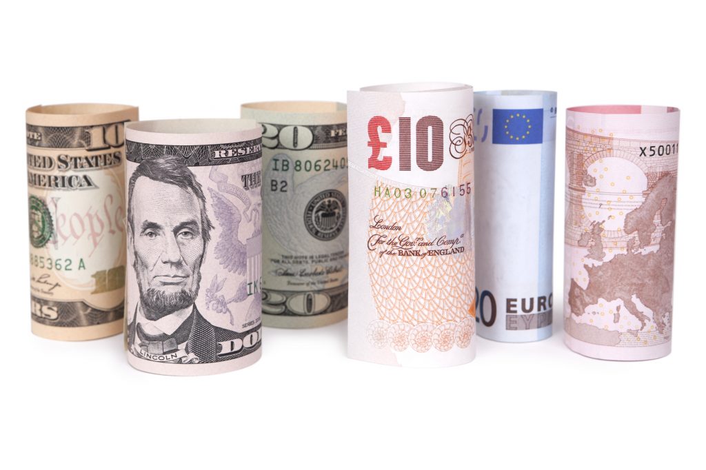 Banknotes in a line - Rolled Up